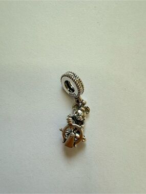 Mickey Mouse Steamboat Willie Charm for bracelet or necklace, Handmade Silver